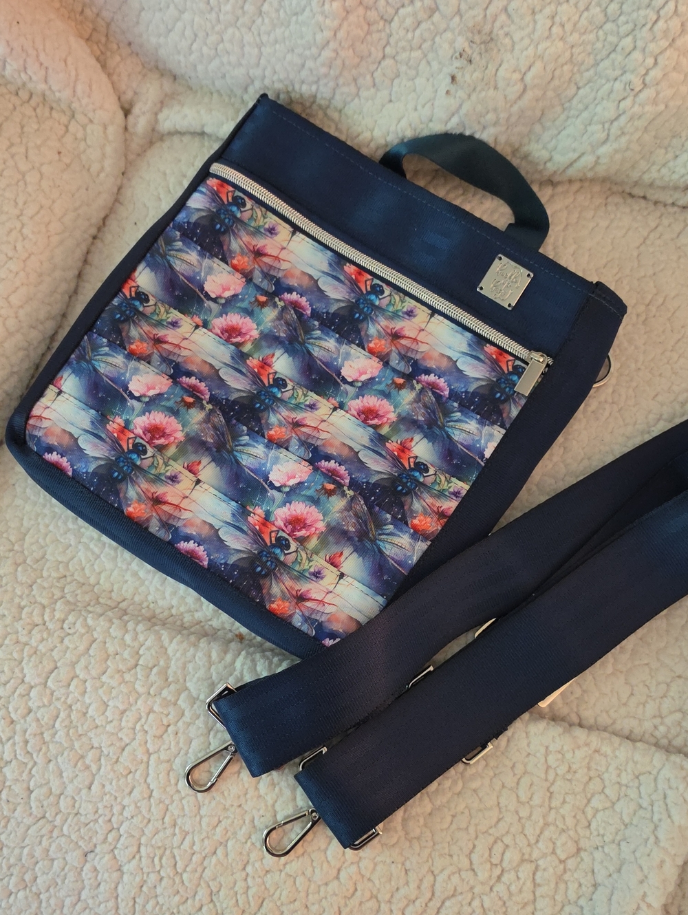 Seatbelt, custom made its way firefly backpack.By buckle up bags